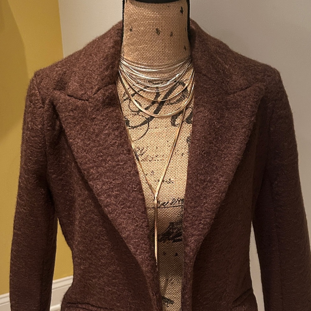 Ellen Tracy Elegant Brown Textured Women's Coat Blazer